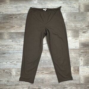 Eileen Fisher Pants Women's Sz S Brown/Green Organic Cotton Blend Side Zip Ankle